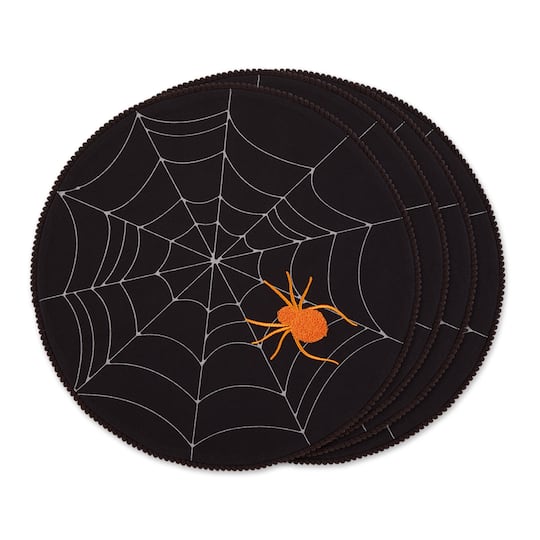 DII&#xAE; Spooky Spiderweb Embellished Round Placemats, 4ct.